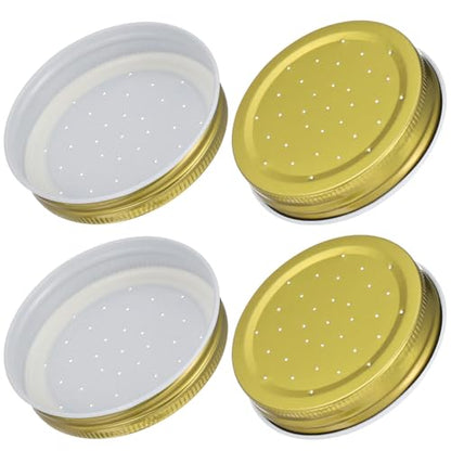 HANABASS 4 Pack Bee Hive Feeder Lid, Honey Bee Feeder Mason Jar Lids, Water Feeding Device for Beehive Entrance