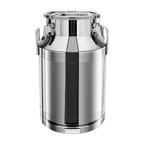 40L/10.56 Gallon 201 Stainless Steel Milk Can Wine Pail Bucket Tote Jug Liquid Storage Pail with Lid and Commercial Fermentation Barrel Heavy Duty Liquid Storage Kitchen Container