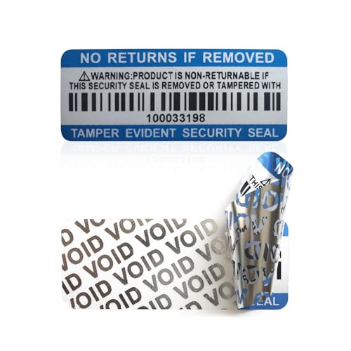 Tamper Evident Proof Barcode Stickers with Individual Serial Number Security Warranty Void Sticker,Sealing Label for Package(280pcs 2x0.8in Blue Matte Silver) - style: 280pcs Blue silver
