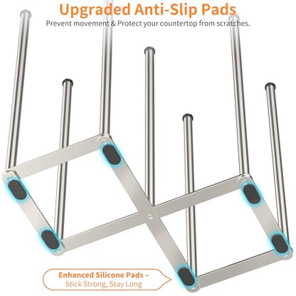 KORRTFID Foldable Bottle Drying Rack, Baby Bottle Drying Rack, Collapsible Cup Draining Holder, Retractable Reusable Storage Bag Dryer with Non-Slip Bottom - Stainless Steels (Silver) - color: Silver