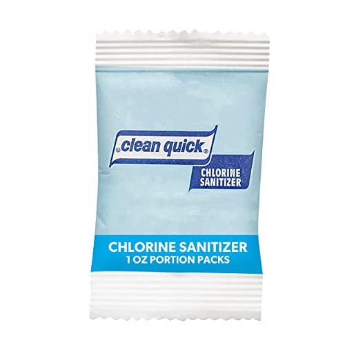 Clean Quick Professional Bulk Powdered Chlorine Dish Sanitizer for Commercial Use, 1 oz. Packets (Case of 100)