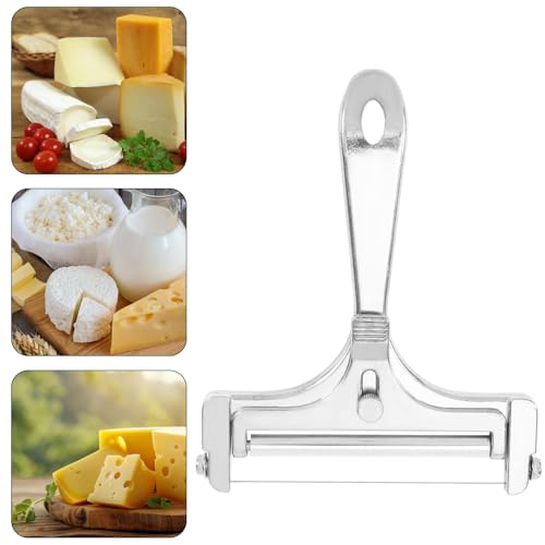 Gosknor 6pcs Cheese Slicer Kit, Stainless Steel Wire Cheese Cutter with 4 Extra Wires & Wrench Slicer Handheld Butter Cutter Food for Block Butter (Glossy Silver) - color: Glossy Silver