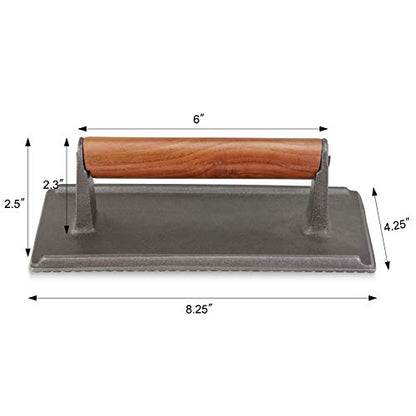 New Star Foodservice 36435 Commercial Grade Iron Steak Weight/Bacon Press, 8.25 by 4.25-Inch - size: 8.25" x 4.25"