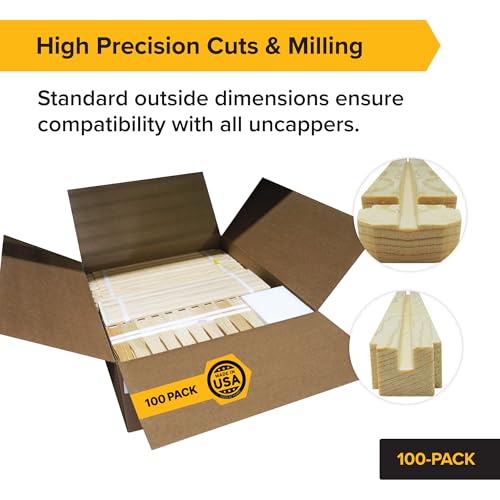 Mann Lake 6 1/4" Deep Unassembled Beekeeping Frames, Groove Top and Bottom, No Holes in Endbars, Designed for High Precision and Durability, Compatible with All Uncappers, 100 Pack, Made in the USA - size: 6-1/4-Inch