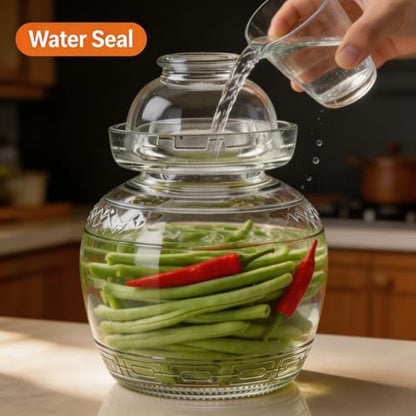 Fermentation Jar, 1.5 Liter Glass Pickle Jar with Water Seal Lid | Clear Glass, Food Grade, Fermentation Kit for Making Pickles Kimchi, Sauerkraut