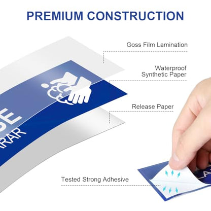 Magicfour Wash Rinse Sanitize Sink Labels, 5 Pack 3 Compartment Sink Signs, Waterproof Sticker for Wash Station, Commercial Kitchens, Restaurant, Food Trucks, Dishwashing - size: 5Pcs Sink Labels 9”x3“