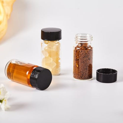 15 PCS 2 Dram Glass Vials, Small Liquid Sample Vial,17x60mm 8ml Borosilicate Glass Empty Vials with Caps, Leak-Proof Vial,15-425 Black Screw Caps with PE Liner - size: 8ML（17x60mm）