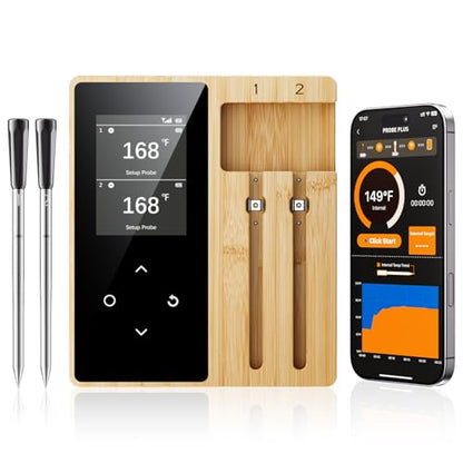 Newise Wireless Meat Thermometer Digital with 2 Probes, Long Range Bluetooth Food Thermometer with Smart APP Alerts for Grill, Birthday Gifts for Men Dad Husband - style: 2 Probes