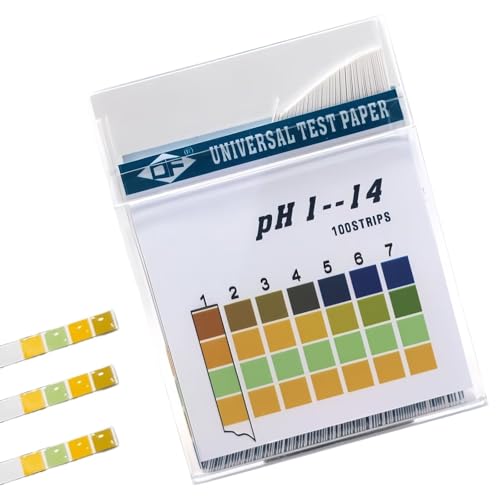 100 Strips Plastic pH Test Strips, Universal Application Ph 0-14 Range Soap, Saliva, Urine, Food, Liquids, Water with Soil Testing, Lab Monitoring & etc