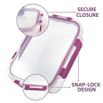 C CREST 10 Pack Meal Prep Glass Containers with Locking Lids - 5x 32oz + 5x 12oz - Ideal for Food Storage - color: PLUM