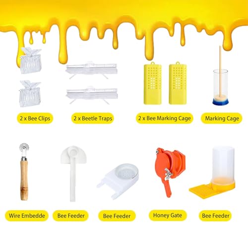 Beekeeping Supplies, 30Pcs Bee Keeping Starter Kit with Bee Suit, Bee Keeping Supplies-All Beekeeping Tools, Bee Smoker Kit with Oxford Bag for Beginners and Professionals