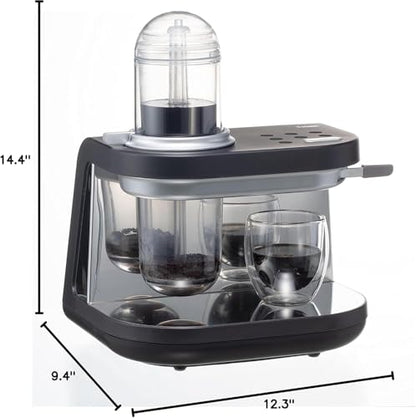 Tiger Siphonysta Siphon Coffee Maker | Single Serve Coffee Machine with Automatic Siphon Brewing | 9 Flavor Settings | Vacuum Brew Technology | Made in Japan | 10 oz | Black