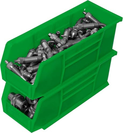 Akro-Mils 30224 AkroBins Plastic Storage Bins, Space-Saving Stackable Bins for Garage, Pantry, Craft Organization, 11" L x 4" W x 4" H, Green, 12-Pack - color: Green