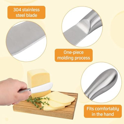Linwnil Spreader Knife Set,4-Piece Cheese and Butter Spreader Knives,Mini Serving Tongs,Stainless Steel Multipurpose Butter Knives - color: Silver