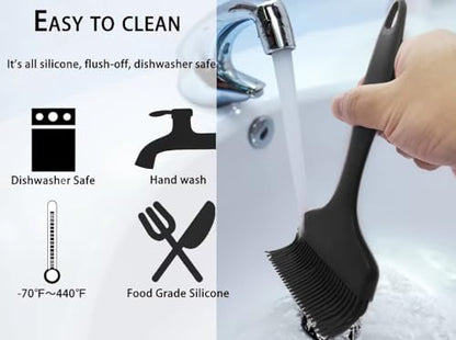 2 Pcs Of Silicone Basting Brushes Heat Resistant Pastry Brush Oil brush BBQ Grill Brush Set One-Piece Design, Suitable For Barbecue Oven Teppanyaki Kitchen Cooking Easy Clean Black - color: Black
