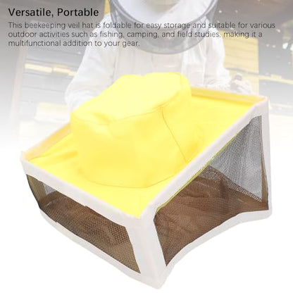 Haofy Beekeeping Hat with Veil Steel Yarn Square Brim Foldable Bee Hat with High Visibility Veil Outdoor Professional Protector Fishing Studies Bee Keeping Supplies