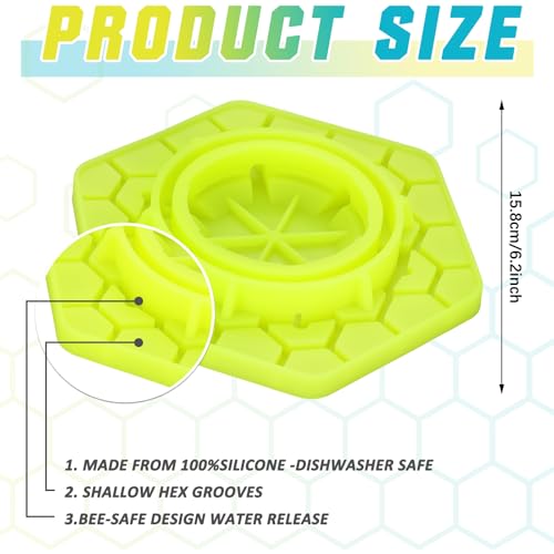 Reallnaive 2 Pcs Bee Watering Station for Garden, Bee Feeder for Mason Jar Compatible with Regular and Wide Mouth, Silicone Sugar Waterer Feeder for Hive Beekeeping Outside(Yellow)