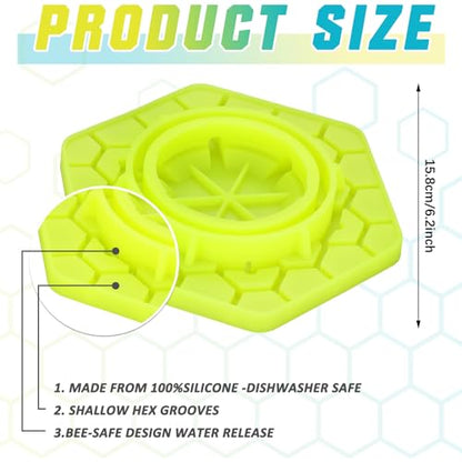 Reallnaive 2 Pcs Bee Watering Station for Garden, Bee Feeder for Mason Jar Compatible with Regular and Wide Mouth, Silicone Sugar Waterer Feeder for Hive Beekeeping Outside(Yellow)