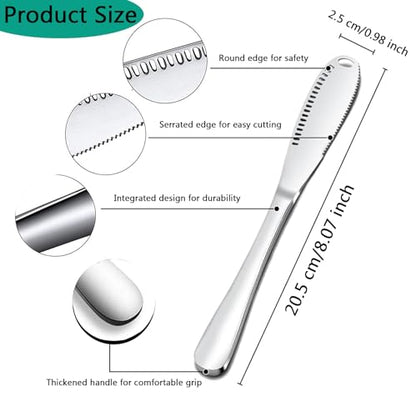 AKOAK 1 Pack Stainless Steel Butter Spatula, 3 in 1 Kitchen Gadget for Shredding Fruits and Vegetables, Breakfast, Butter, Cheese and Jam