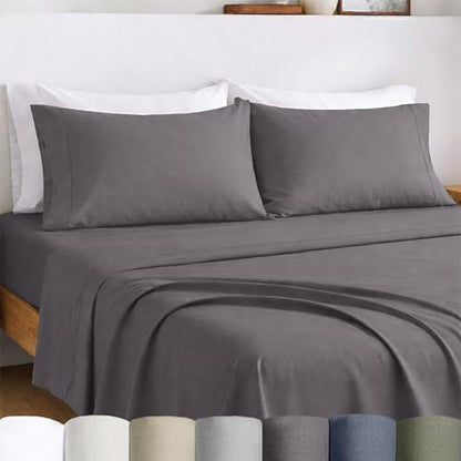 California Design Den Full Sheet Set - Certified 100% Egyptian Cotton, Lightweight & Crisp Percale Sheets Full Size with Deep Pockets, Durable Luxury Bedding Set - Grey - color: Grey, size: Full