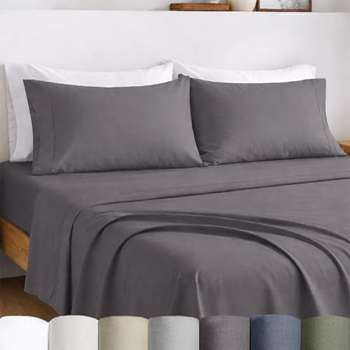 California Design Den Full Sheet Set - Certified 100% Egyptian Cotton, Lightweight & Crisp Percale Sheets Full Size with Deep Pockets, Durable Luxury Bedding Set - Grey - color: Grey, size: Full