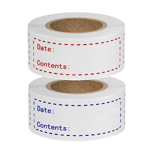 320Pcs Removable Freezer Labels, 1 x 3 in Food Labels to Write on Food Storage Stickers Date Label, Waterproof Oil Resistant Canning Jar Labels Freezer Paper Label, Clean Leaves No Residue, Blue & Red - color: Red & Blue