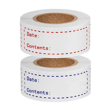 320Pcs Removable Freezer Labels, 1 x 3 in Food Labels to Write on Food Storage Stickers Date Label, Waterproof Oil Resistant Canning Jar Labels Freezer Paper Label, Clean Leaves No Residue, Blue & Red - color: Red & Blue