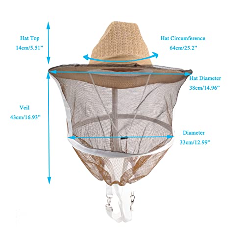 Beekeeping Hat with Veil Bee Hat with High Visibility Veil Outdoor Professional Protector Bee Keeping Supplies