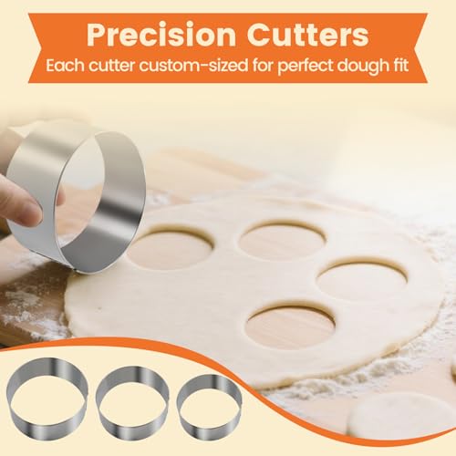 3-in-1 Stainless Steel Dumpling Maker Set - 3 Sizes with Cutters & Scoop | 3", 3.4", 3.8" sizes. Dishwasher-safe. Non-stick, no rust. Asian, empanada, pierogi. - size: small
