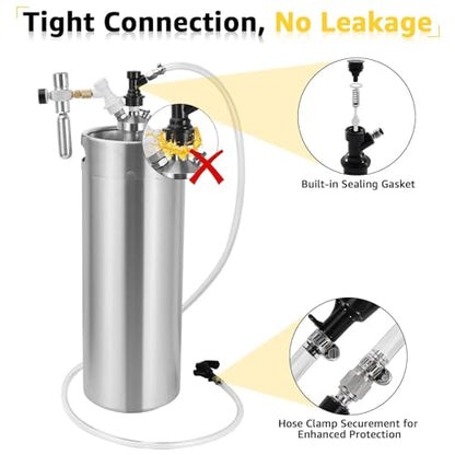 5 FT Ball Lock Beer Line Assembly - Food Grade PVC Corny Keg Beer Line with Picnic Tap Faucet Ball Lock Disconnect Liquid for for Corny Keg Ball Lock Keg Beer Dispenser Homebrew