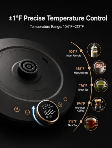 Cocinare Gooseneck Electric Kettle, ±1°F Precise Temperature Control, 1500W Fast Heating, Pour Over Coffee & Tea Kettle with Brew Timer & Keep Warm, Stainless Steel, 0.9L (Delacroix Green) - color: Delacroix Green