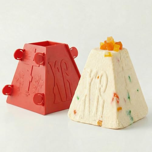 Red Pascha Mold Cottage Plastic Easter Cheese Mold Form – 1.1lb (Inner Size 1.9" x 4.3" x 4.3") 0,5kg – Decorative Russian Paska Pascha Paskha Mold for Homemade Easter Decorations & Festive