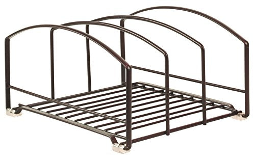 Deco Brothers Cookware Organizer Rack for Kitchen Cabinet, 3 Slot Holder, Bronze - color: Bronze