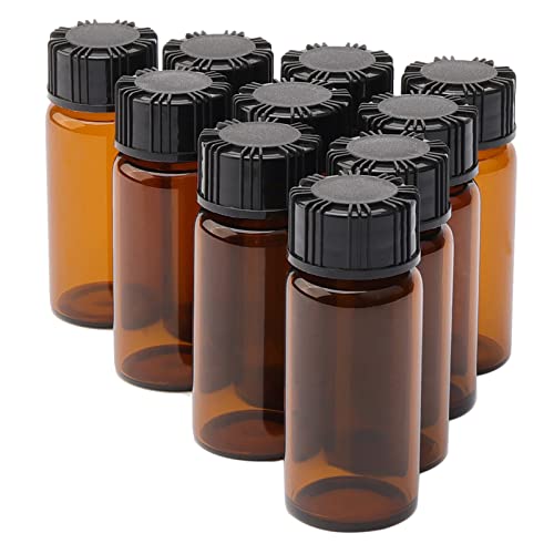 10 Pack 10ml Amber Small Liquid Sample Glass Vials with Screw Caps, Leak-Proof Vial, Small Sample Bottles with PE Liners for Lab, Essential Oil, Perfume, Holy Oil - style: 10ML 10pcs