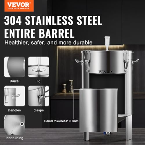 VEVOR Fermentation Tank 16 Gal,Stainless Steel Beer Brew Fermentor, Brew Bucket Fermentor for Home Brewing with Conical Base Brewing Equipment - size: 16 Gal-Fermenter1.0