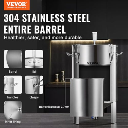 VEVOR Fermentation Tank 16 Gal,Stainless Steel Beer Brew Fermentor, Brew Bucket Fermentor for Home Brewing with Conical Base Brewing Equipment - size: 16 Gal-Fermenter1.0