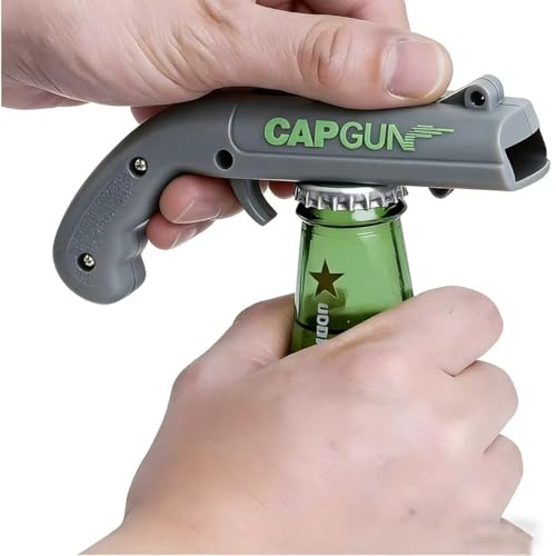 4PCs Grey Novelty Cap Gun Style Bottle Opener – Realistic Construction with Ergonomic Grip for Beverages, Themed Parties & Gifts - color: Gray