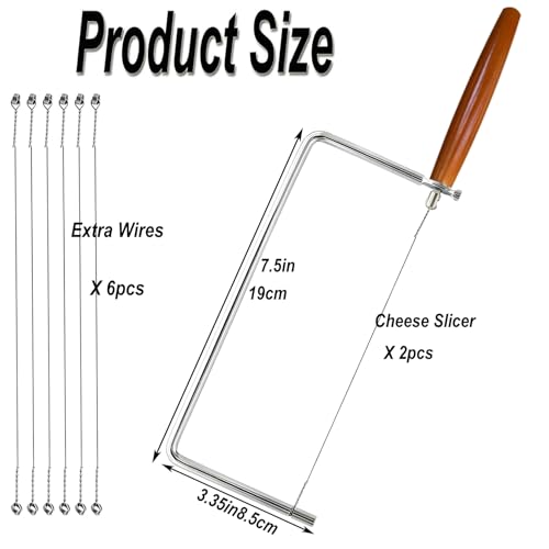7.5in Cheese Slicer Kit Accessories Kitchen Knife Cheese Cutter Stainless Steel Components DIY for Making Giftable Cheese Cutting Boards with This Cheese Cutter Kit,Wire Cheese Slicer(2Slicer+6Wires) - size: 7.5in