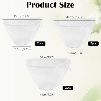 6Pcs Nut Milk Bag Bowl-Shaped Organic Cheesecloth Reusable Straining Fine Mesh Food Strainer Washable Cheesecloth for Tea Milk Juicing Almond Yogurt Coffee