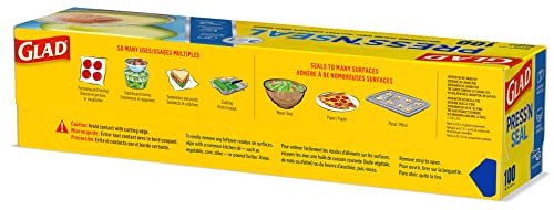 Glad Press'N Seal Plastic Food Wrap, 100 Square Foot Roll, Pack of 3, (Package May Vary) - size: 100 Sq Ft (Pack of 3)