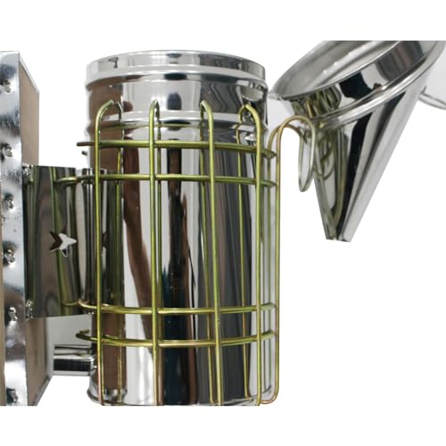Leather +Smoker Stainless Steel w/Heat Shield Beekeeping Equipment,Bee Hive Smoker (304)