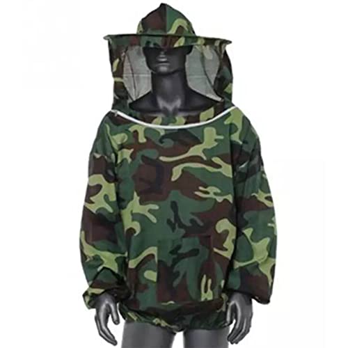 ZJchao Beekeeping Jacket Professional Total Protection Ventilated Beekeeping Protective Jacket with Veil Hood for Men Women - color: Camouflage Green