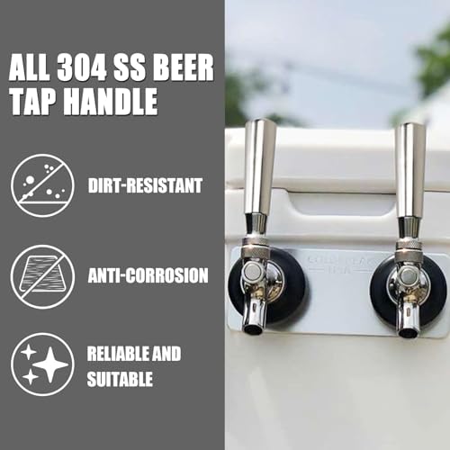 MRbrew Beer Tap Handle 304 Stainless Steel Beer Faucet Handle 2 PCS, Standard 3/8”Threading Kegerator Tap for Kegerator Tower Stout Nitro Coffee