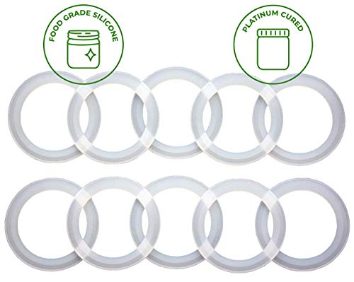Platinum Silicone Sealing Gaskets for Leak Proof Mason Jar Lids | 10 Pcs Reusable Silicone Seal Gaskets Replacement for Plastic Mason Jar Lids, Mason Jar Rings (10 Pack, Regular Mouth) - size: Regular Mouth
