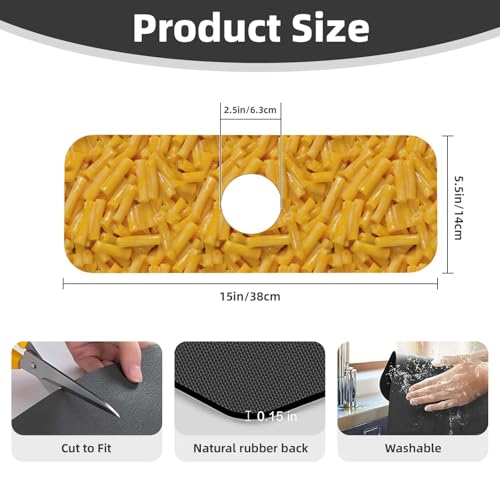 Cheese And Macaroni Faucet Mat For Kitchen Sink, Absorbent Countertop Protector, Quick Dry Sink Splash Guard Pad, Waterproof Draining Mat 15" X 5.5" - color: Style 9