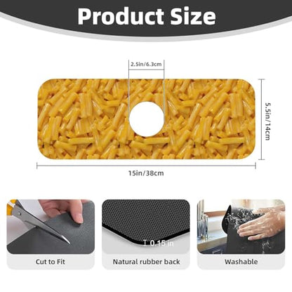 Cheese And Macaroni Faucet Mat For Kitchen Sink, Absorbent Countertop Protector, Quick Dry Sink Splash Guard Pad, Waterproof Draining Mat 15" X 5.5" - color: Style 9