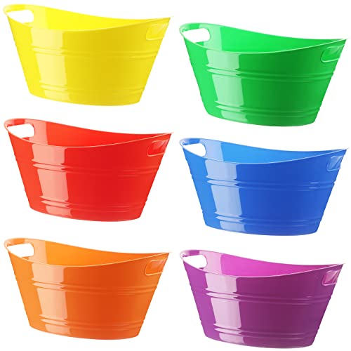 Patelai 6 Pcs Ice Buckets Bulk, Plastic Ice Buckets with Handles, Oval Storage Tub, Large Capacity Drink Tub for Party Bar Wine Beer Champagne Beverage Bottle Cooler(4.5 Liter,Multicolor) - color: Multicolor, size: 4.5 Liter