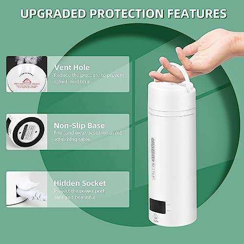 Travel Electric Kettle Portable Small Mini Tea Coffee Kettle Water Boiler, Water Heater with 4 Temperature Control,304 Stainless Steel with Auto Shut-Off & Boil Dry Protection, BPA-Free (White) - color: White