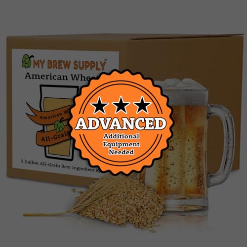 My Brew Supply American Wheat Brewing Kit | American Wheat & Pilsner Malt | Caramel Grain | Kent Goldings & Columbus Pellet Hops | Belgian/German Wheat Ale Yeast | 5 Gallon Advanced All Grain Home Brewing