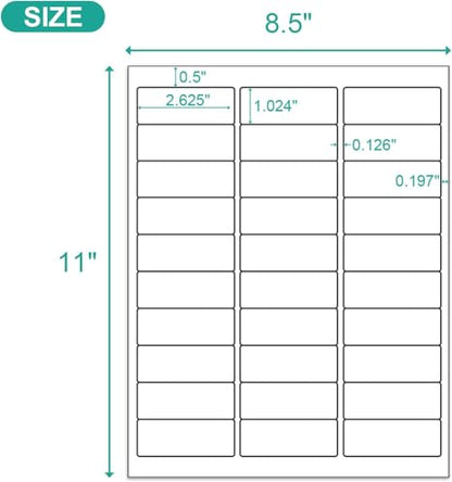 MFLABEL Address Label, 1" x2-5/8 Mailing Sticker, 30-UP White Shipping Labels for Inkjet or Laser Printer, 30000 Sticker Labels (1000 Sheets), 30 Label per Sheet - size: 1" x 2-5/8" (30-up), style: 1000 Sheets
